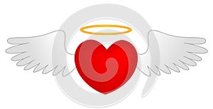 Heart with angle wings and gold halo