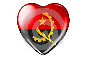 Heart with Angolan flag, 3D rendering