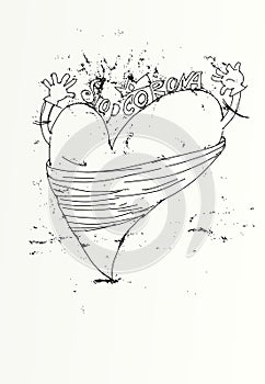Heart Animated symbol, with bandana anti covid 19 photo