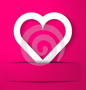 Heart applique on pink background