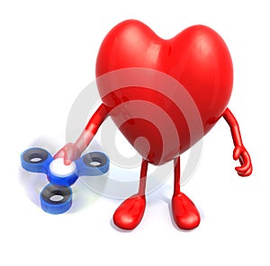 Heart with arms and legs that`s play with fidget spinner