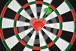 Heart and arrow on dart board