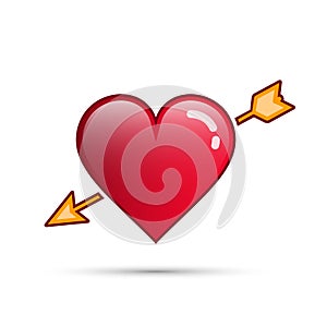 Heart and arrow icon, vector