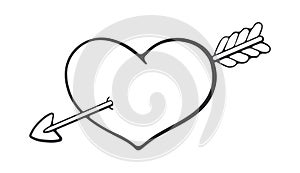 Heart and arrow. love sign. Valentine\'s Day symbol. Vector illustration