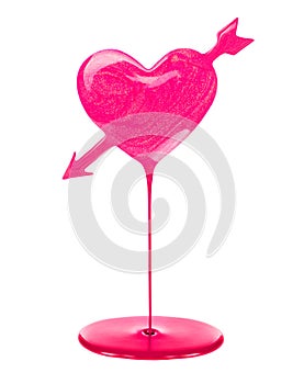 Heart with an arrow made of pink nail polish