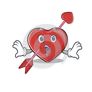Heart and arrow mascot design concept with a surprised gesture
