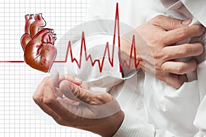 Heart Attack and heart beats cardiogram background