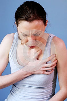 Heart attack woman queasy work illness stress