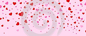 Heart background for mothers and valentine day with red and pink hearts on pink background