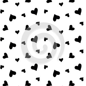 Heart background Seamless texture. love background vector black