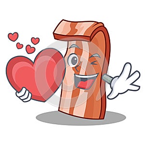 With heart bacon mascot cartoon style