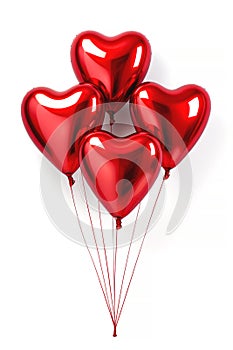 A heart balloon bouquet on white background. Valentine's day design.