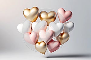 Heart balloons birthday background. Generative ai