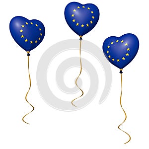 Heart balloons with european flag