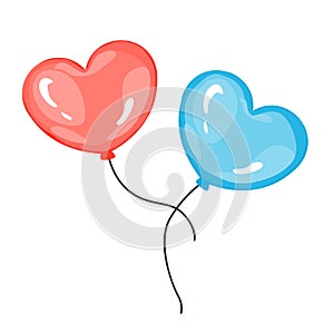 Heart balloons isolated on white background.