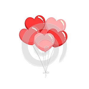 Heart balloons isolated on white background. Heart shaped balloons.