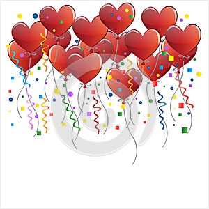 Heart Balloons Party. Celeberation Vector