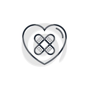 Heart band aid icon line design