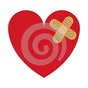 Heart with band aid medical symbol