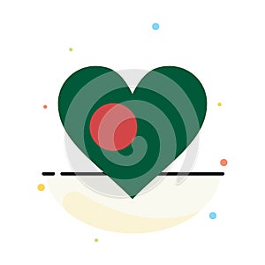 Heart, Bangla, Bangladesh, Country, Flag Abstract Flat Color Icon Template