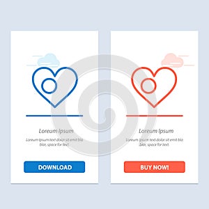 Heart, Bangla, Bangladesh, Country, Flag  Blue and Red Download and Buy Now web Widget Card Template