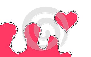 Heart with barbed wire. Concept background. Barbed wire. Vector scalable graphics