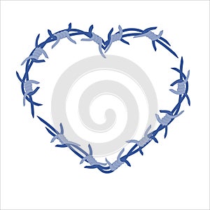 Heart barbed wire fence barrier frame illustration