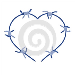 Heart barbed wire fence barrier frame illustration