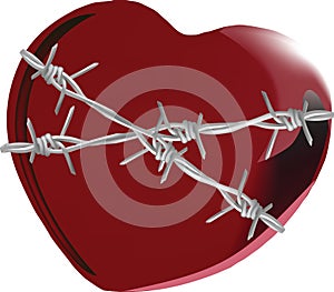 heart with barbed wire red heart tied with barbed wire