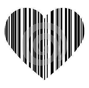 Heart in barcode style for your Valentine`s design or tattoo