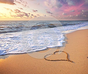 Heart on beach.