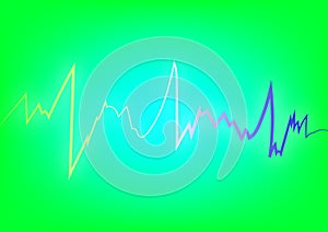 Heart beat on abstract green background