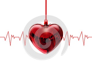 Heart beat of a Cardiac Frequency on white background photo