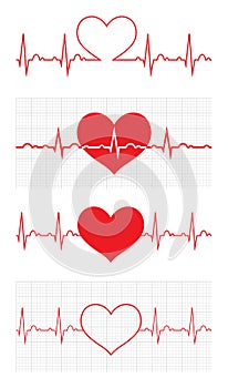 Heart beat. Cardiogram. Cardiac cycle. Medical icon. photo