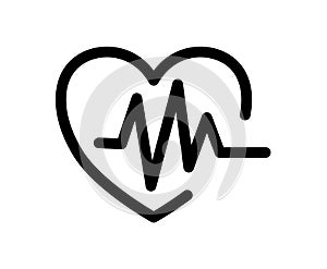 Heart beat cardiorgam vector logo icon. Heartbeat pulse flat sign for medical apps and websites. simple black line web