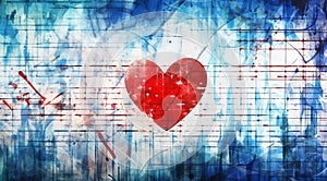 heart beat on ecg background, heart and heartbeat, graffiti heart on wall, graphic designed heart on abstract background