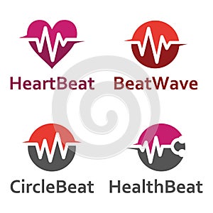 Heart Beat Healthcare Simple Flat Logo Icon Template