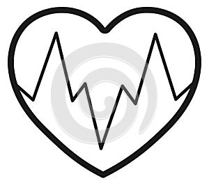 Heart beat icon. Black line cardiology symbol
