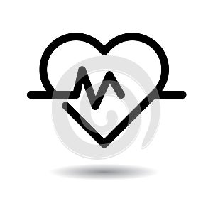 Heart beat icon black and white