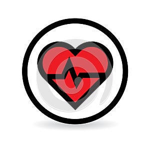 Heart beat icon red on white