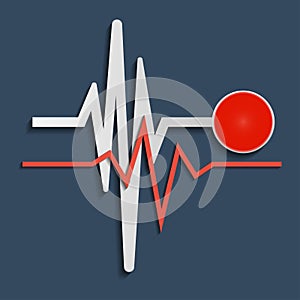 Heart beat line, cardiogram. Vector