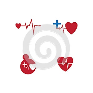 Heart beat logo or pulse line logo for medical medicine with modern vector illustration concept