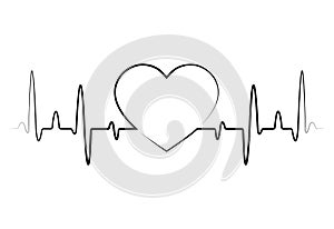 Heart beat monitor pulse line  icon for medical apps and websites.Red blood pressure, cardiogram, health EKG. Heart cardiogram in