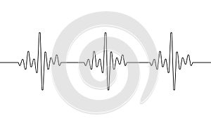 Heart beat one line. Continuous lines heart beats drawing. Wave pulse. Art heartbeat waves. Hand draw cardiogram. Outline human