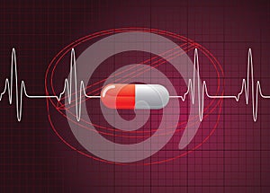 Heart Beat On Pill Background