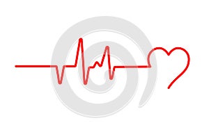 Heart beat pulse flat vector icon for medical apps and websites. Blood pressure , cardiogram, health EKG, ECG logo. photo