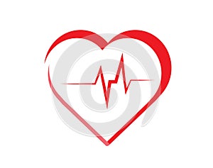 Heart Beat pulse line isolated on white background. Vector illustration