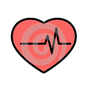 heart beat pulse lineal color vector icon
