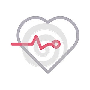 Heart beat thin color line vector icon