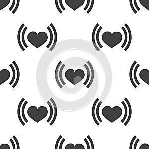 Heart beat, vector seamless pattern